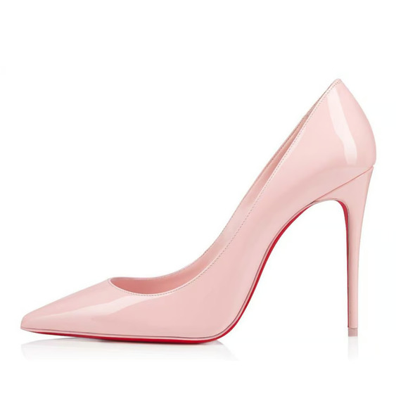 Christian Louboutin Kate 100 Poupee Pink Patent Leather Pointed Toe Heel Pump 35 - Picture 6 of 12